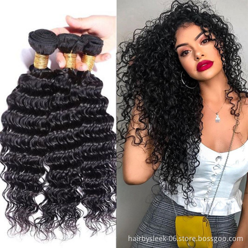 Rebecca 3 Bundles Deep Curly Transparent Lace Closure With Bundles Brazilian Deep Wave Hair Bundles With Closure Remy Human Hair